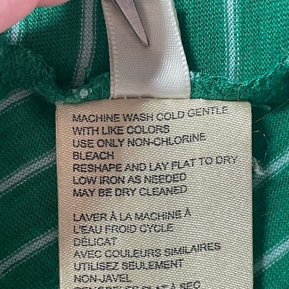 By Anthropogie Kelly Green White Stripe T-shirt Ruffled Back Sz SMALL Preppy - Picture 8 of 8